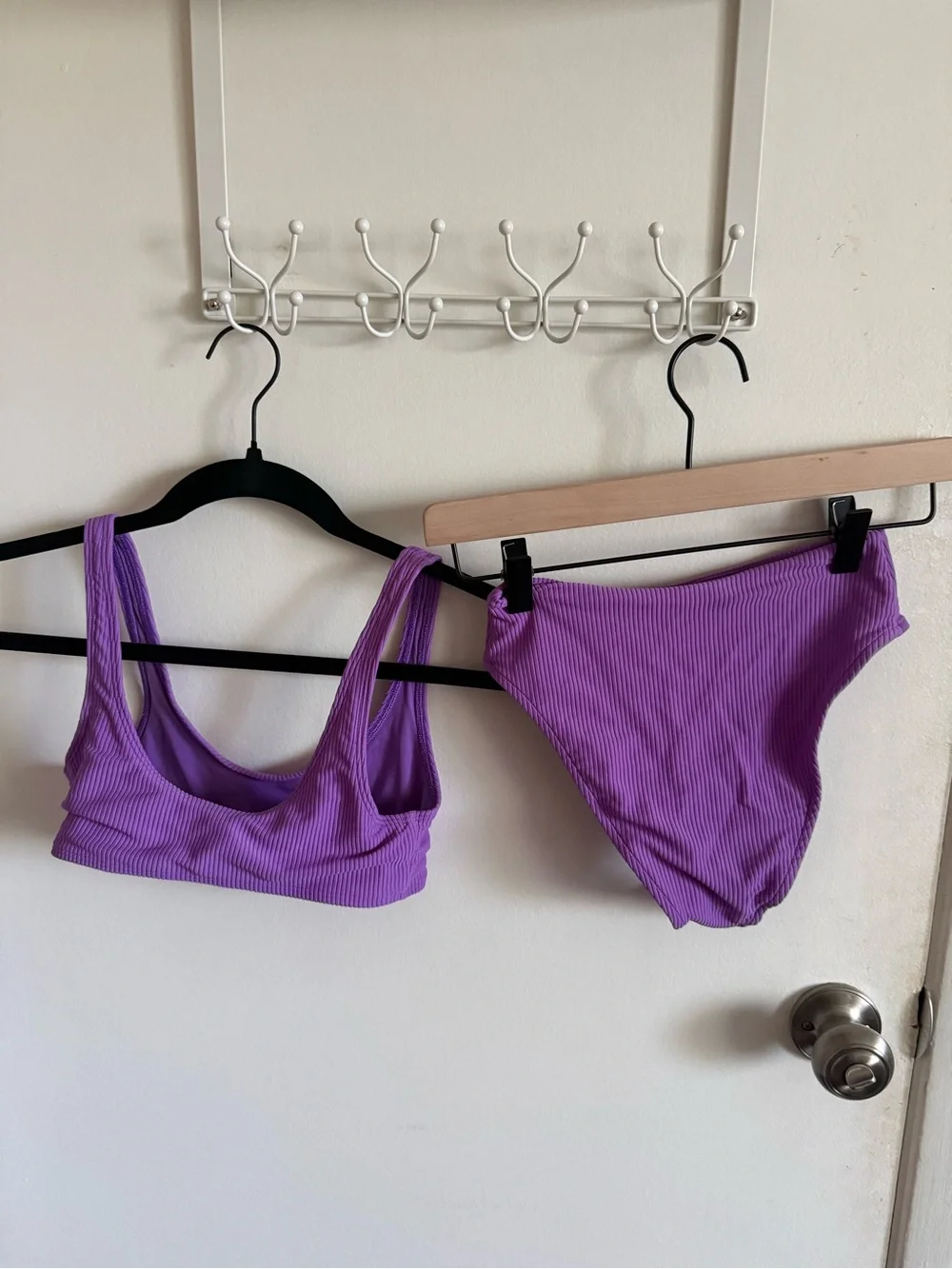 Frankie's Bikinis Purple Ribbed Scoop Bikini Set (NEVER WORN)